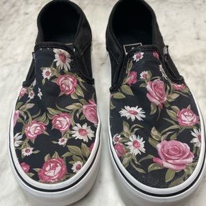 Flowered Vans slip ons